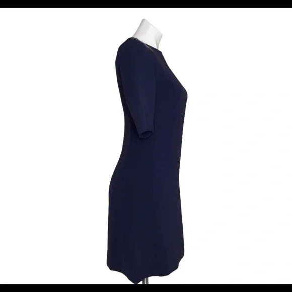 Marc By Marc Jacobs Ink Blue Shift Dress Short Sleeve Leather Shoulder Patches 4 - Picture 3 of 6